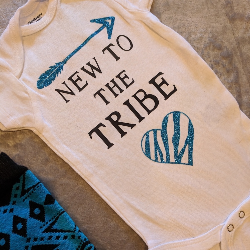 New To The Tribe Onesie with Matching Leg Warmers